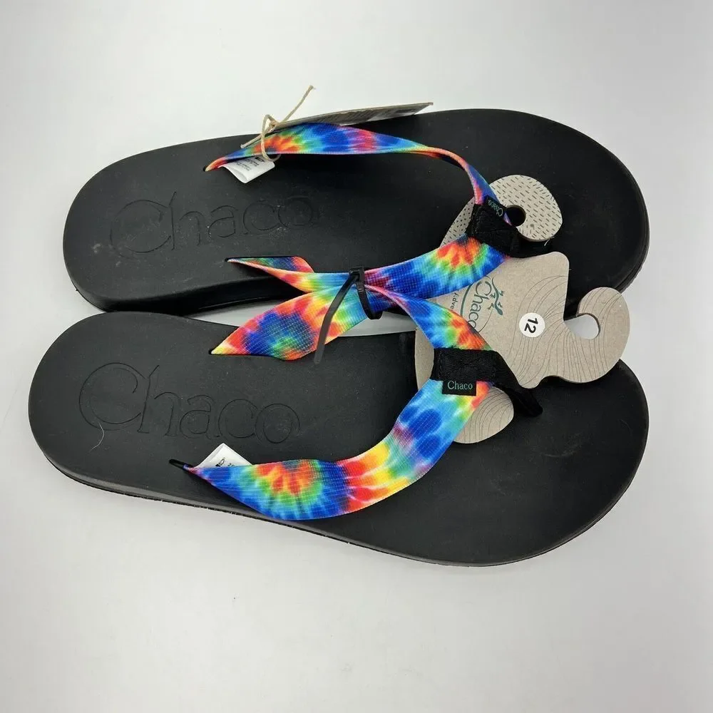 Chaco Mens Chillos Flip Flop Dark Tie Dye Sandals Slip On Thong Size 12 NWT
